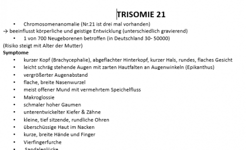 Mehr Informationen zu "Zusammenfassung Trisomie 21"