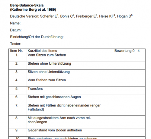 Mehr Informationen zu "BERG BALANCE SKALA"