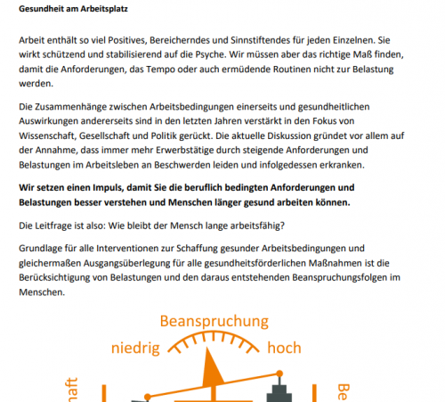 Mehr Informationen zu "Gesundheit am Arbeitsplatz."